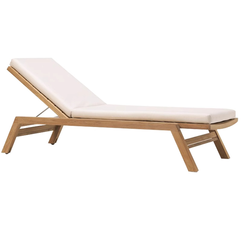 Silla de reclinación al aire libre de alta calidad villa hotel piscina silla de reclinación al aire libre jardín patio teca impermeable cama de reclinación solar