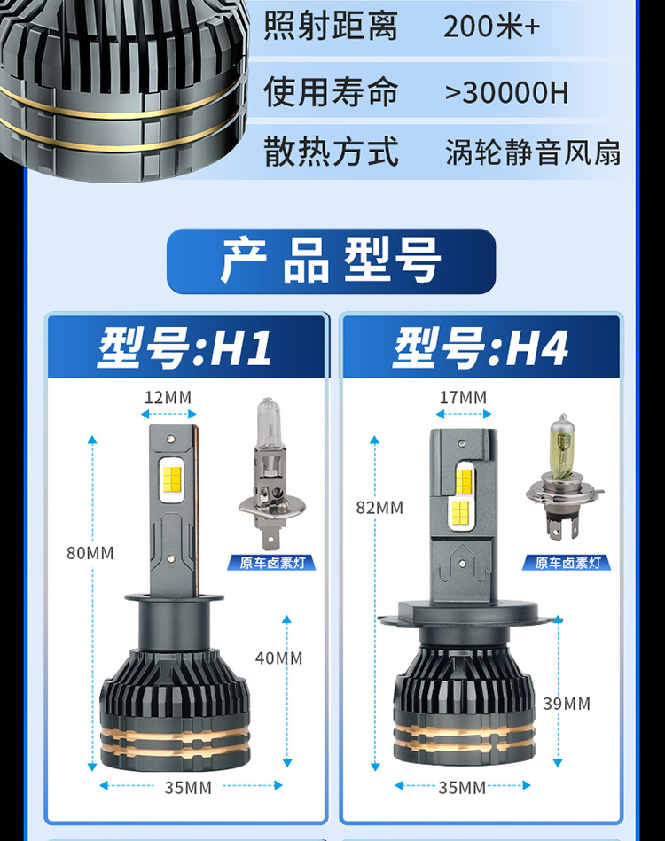 外贸爆款暖白光/黄金光/白光三色led汽车前照灯H4 H11 H1 LED车灯-阿里巴巴