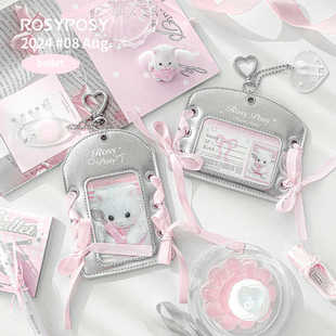 ♤ """"Leather! Ballet Strap Card Holder"""" Soft Design Small Card Holder Horizontal Version Access Control Identity Chasing
