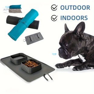 Foldable Portable Pet Double Bowl Can Hold Food and Water