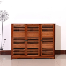 竹芝堂厂家批发供应竹制多功能鞋柜楠竹仿古三门鞋柜（无抽屉）