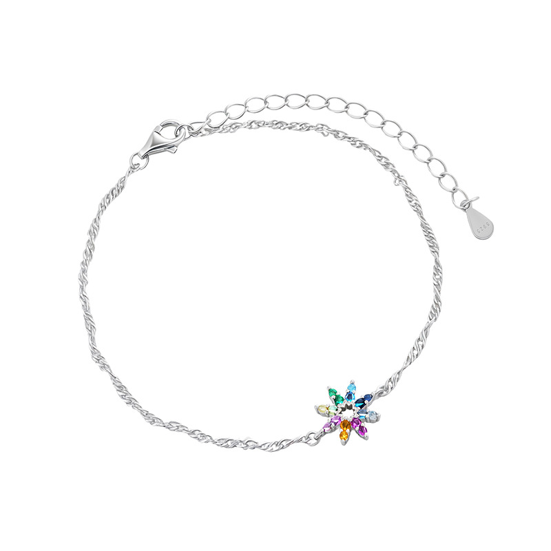Pulsera de circón de color de plata de ley 925 para mujer, diseño de nicho de lujo ligero de verano, estrella, sentido avanzado, accesorios de mano de ins para novia