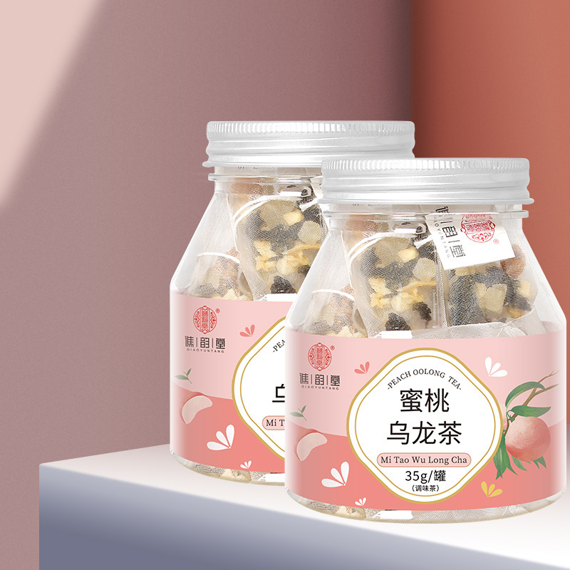 Yuntang peach oolong tea 35g canned triangle bag white peach oolong peach fruit tea batch delivery