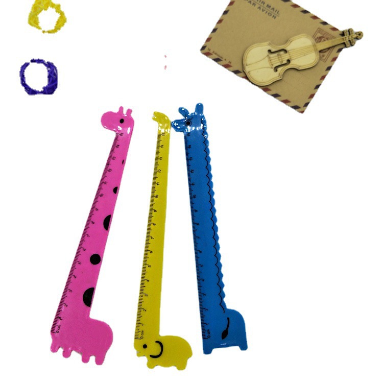 dibujos animados jirafa regla recta estudiantes medición creativa papelería adorable material escolar infantil 15cm escala