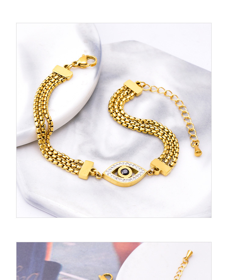 11g Weight Zircon Inlay Material Bracelets Classification 1 Piece Quantity Retro Devil's Eye Titanium Steel Inlay Zircon Bracelets 1 Piece