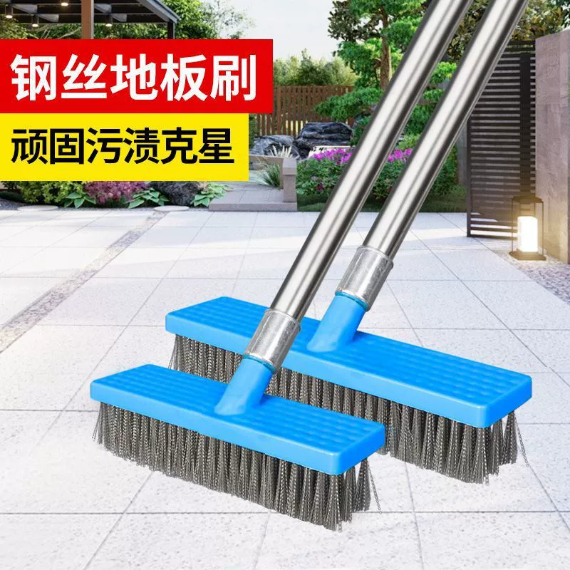 QX щетка для пола из нержавеющей стали с длинной ручкой, удлиненная телескопическая щетка для мха, канализационного завода, бассейна, грязи, промышленная щетка