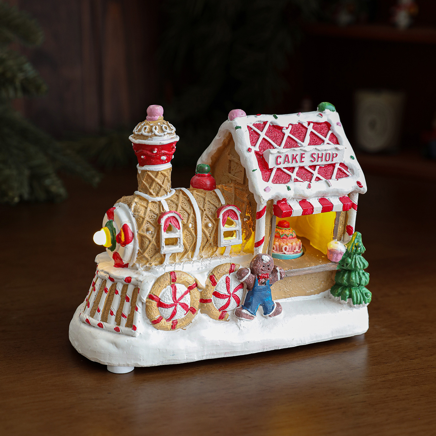 Nueva casa de resina de Navidad giratoria caja de música eléctrica regalos luminosos decoración de la casa decoración de nieve artesanías