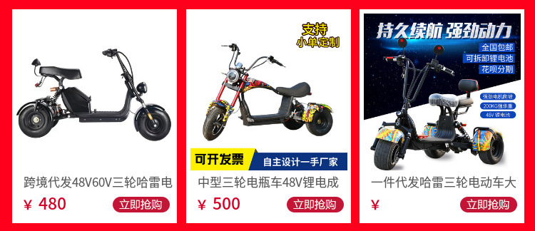 Cross-border 48V/60V large and small Harley-style three-wheeled electric scooters, electric scooters with wide tires, and electric bikes for export to Europe, the US, and China (medium-sized)