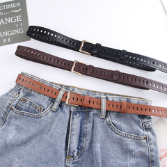 New Korean style women's wide belt, retro round buckle, personalized full-hole trouser belt, versatile student jeans, casual belt