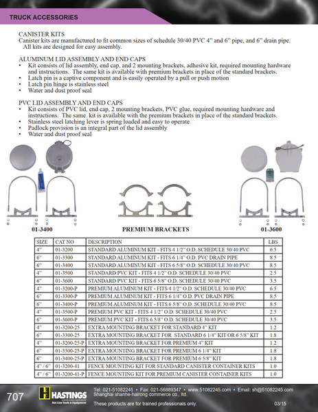 American Hastings 01-3400-25-P's additional installation bracket