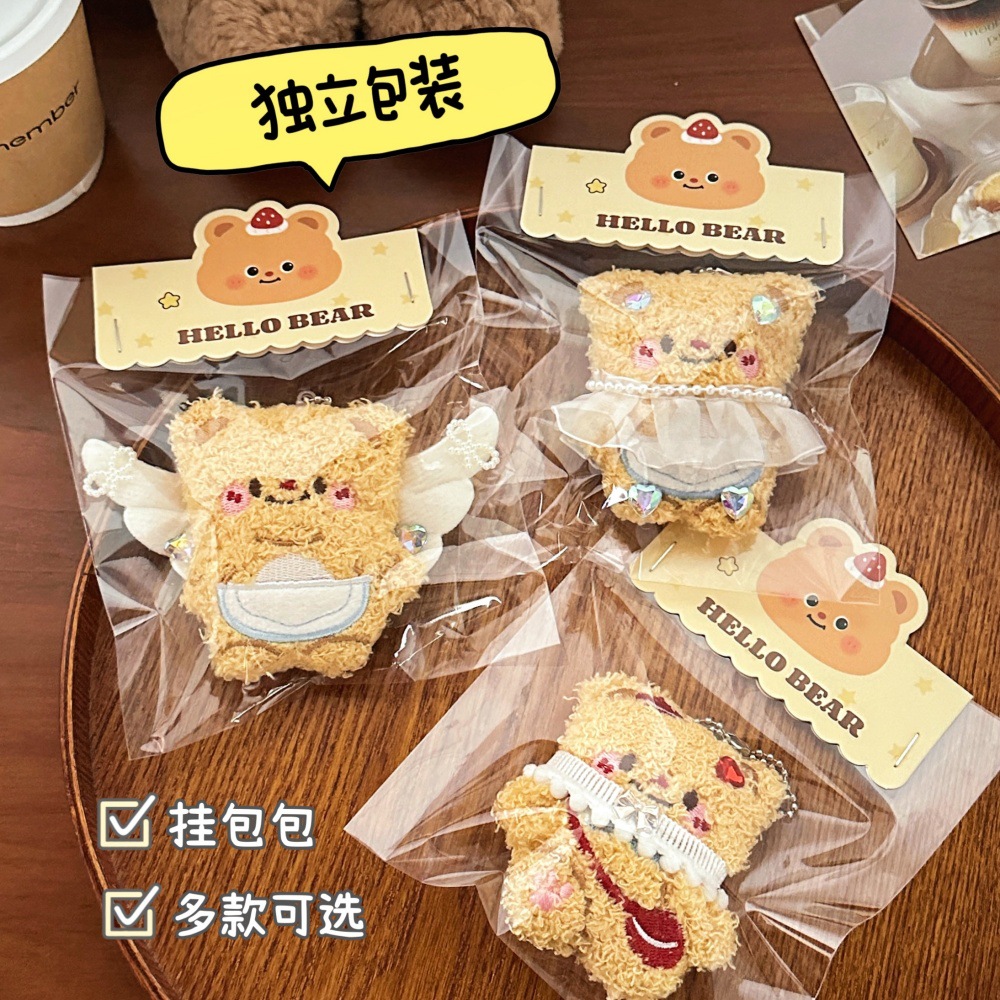 Angel adorable oso muñeca colgante bolso llavero colgante universal corazón de niña dulce muñeca colgante