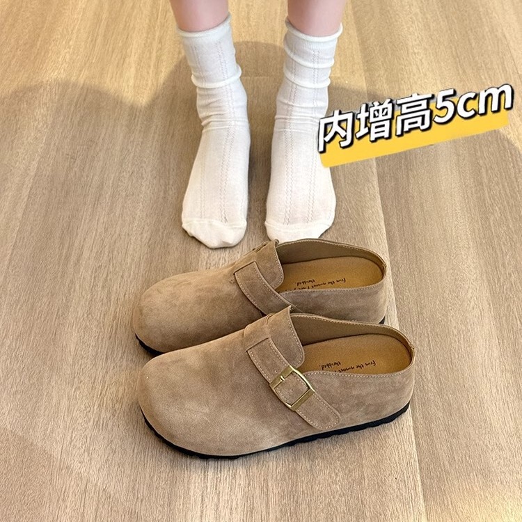 Inner Height Increase 5Cm~Birkenstock Shoes for Women 2025 New Spring and Autum Baotou Half Slippers for Women to Wear Outside Birkenstock Shoes