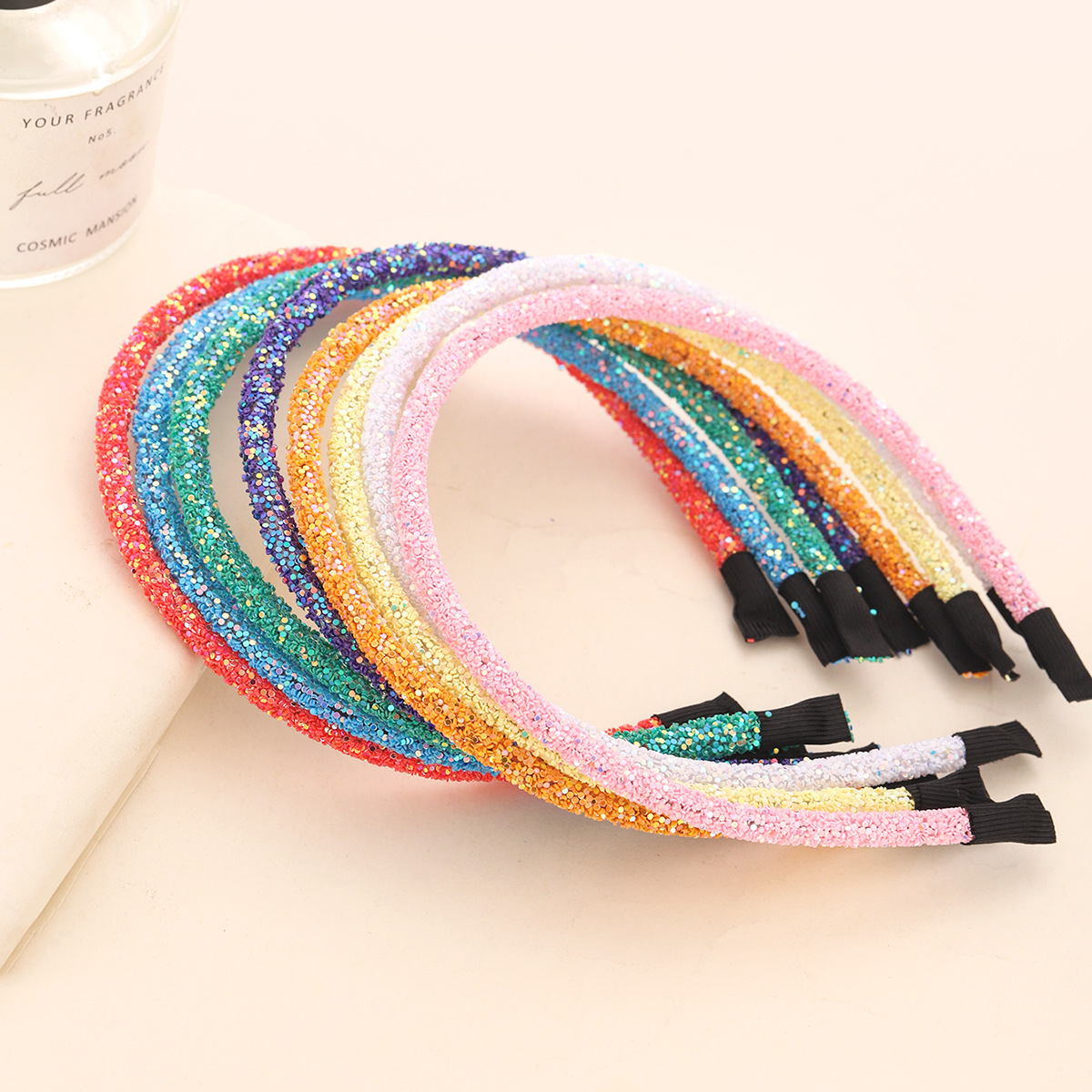 Nuevo estilo europeo y americano de Navidad transfronterizas joyas de cabello de pañuelo de cabeza de mujer cebolla dorada brillante polvo de cabello fija fuente de tarjeta de cabello fina