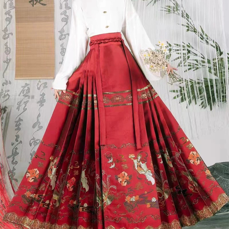 Ming Han одежда женская весеннее платье с лотосом и летающей лошадью Костюм Повседневный древний костюм национальный стиль тканый золотой макияж цветок улитка