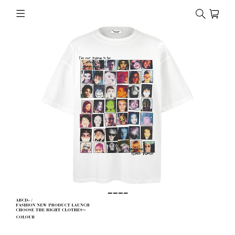 Camiseta de manga corta apilada en la calle alta de la marca de moda pesada de 250g para hombres de algodón puro con camisa de fondo suelta para hombres de verano