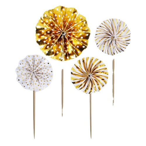 New birthday cake decoration ins style beautiful paper fan flower folding fan sunflower insert card baking dessert table flag