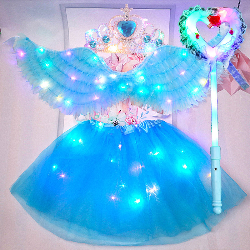 Mid-Autumn Festival Luminous Fabric Angel Wings Girls Luminous Performance Back Decoration Children's Halloween Lantern Neon Wings