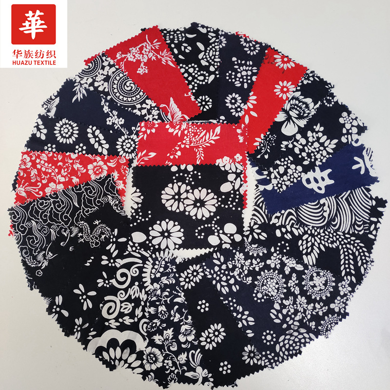 全棉平纹加厚蓝花布 甲骨文 龙图案 民族舞台服 棉服布料现货批发