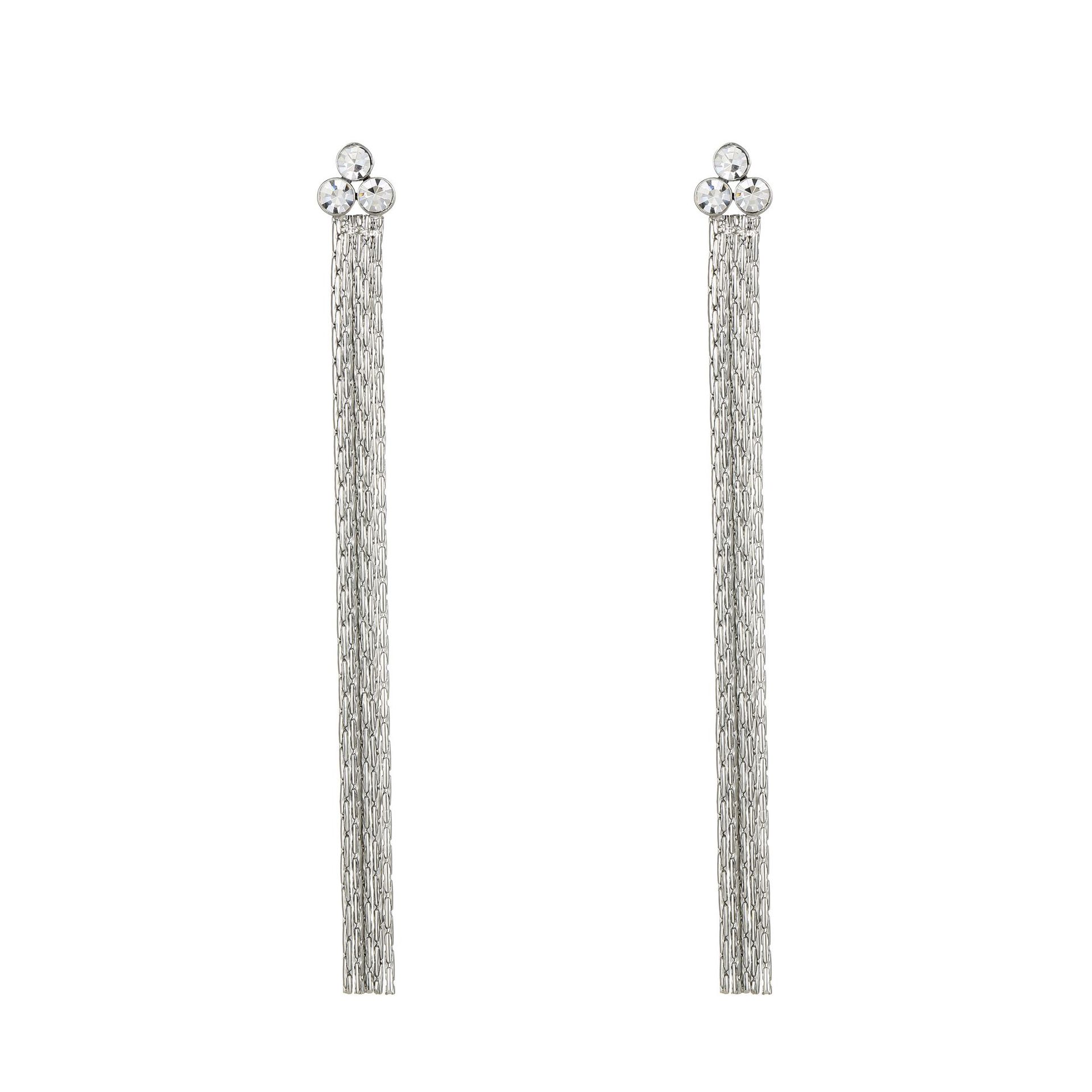 1 Pair IG Style Simple Style Tassel Inlay Titanium Steel Zircon Earrings display picture 4