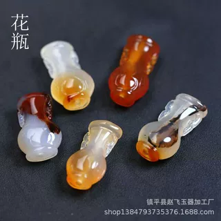 17x31mm天然玛瑙通孔花瓶 DIY配饰