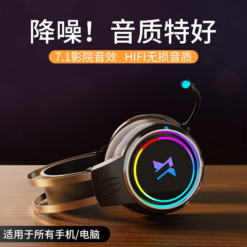 前行者x8電腦耳機頭戴式耳機有線發光重低音帶麥雙插電競網吧降噪