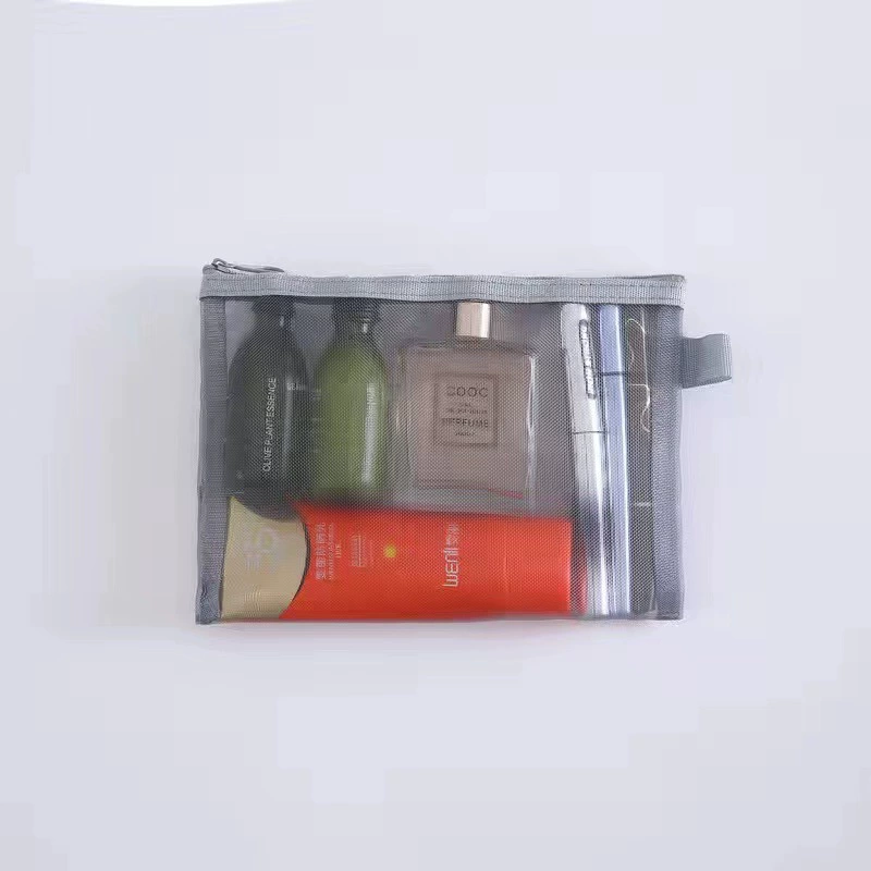 Handheld Cosmetic Bag, Transparent Mesh Travel Pouch, Multipurpose Makeup Storage
