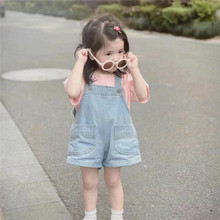 女童夏装牛仔裤宝宝洋气儿童个性潮牌韩版网红时髦百搭背带裤短裤