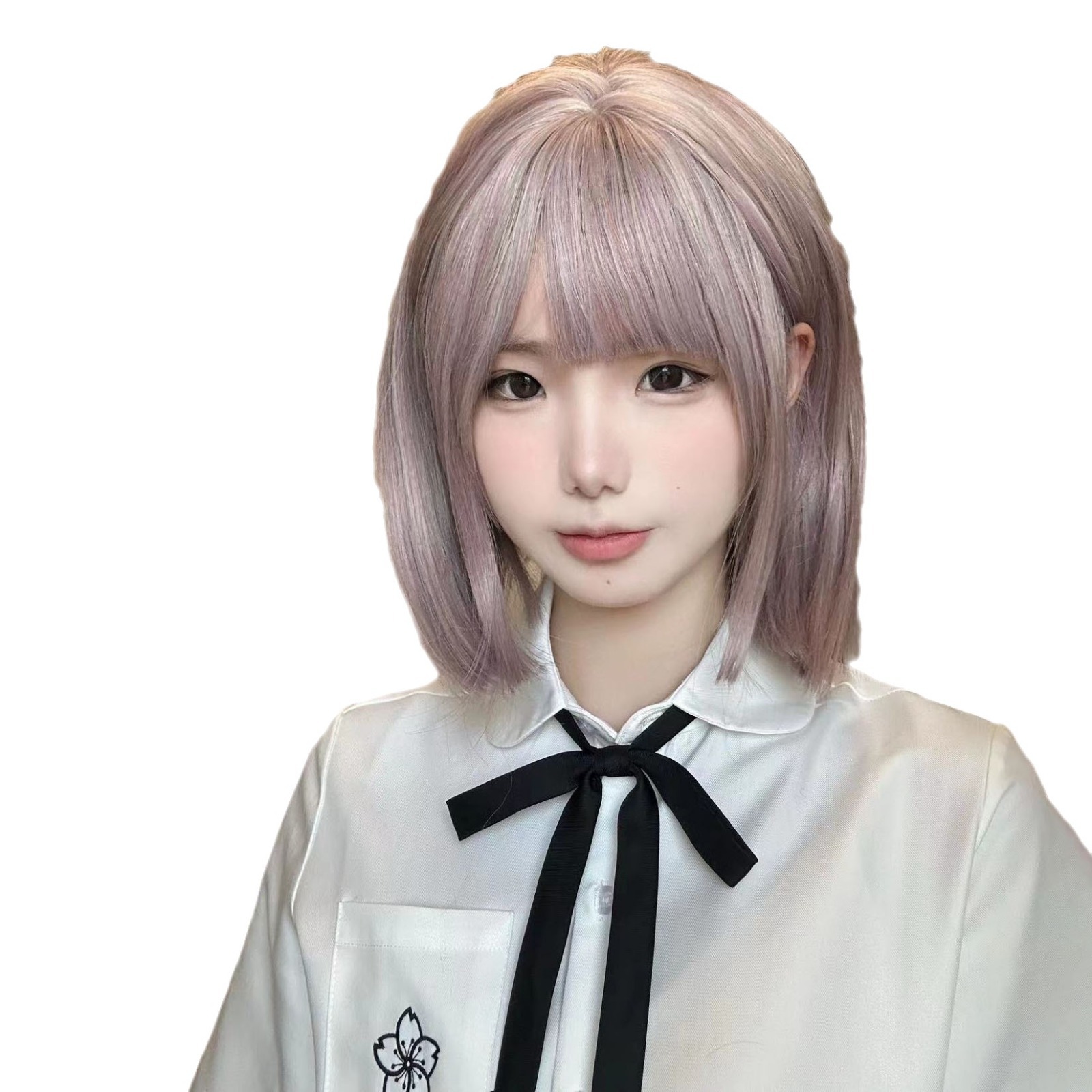 Xingcheng wig, women's short hair, collarbone hair, gray purple natural and sweet, popular on the internet, the same daily fluffy full head set style