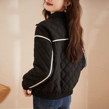 百搭菱格轻薄棉袄外套女2025冬季新款棒球服休闲大码上衣简约袄子