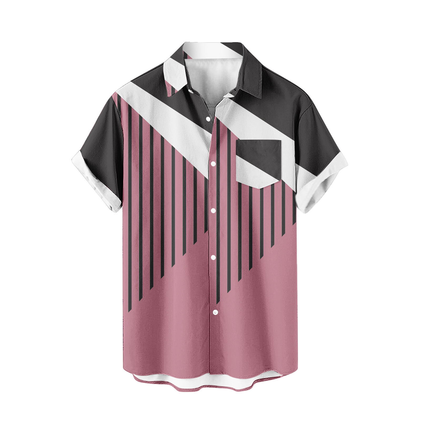 2024 comercio exterior europeo y americano transfronterizo exclusivamente para camisas de manga corta para hombres color de costura impresión digital 3D blusa casual