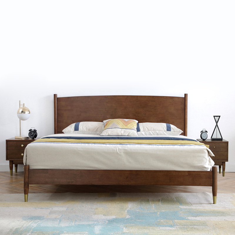 All-solid wooden bed Northern Eucha Price 1.8 m Double 1.5m modern minimalist wedding bed master bedroom low bed home furniture