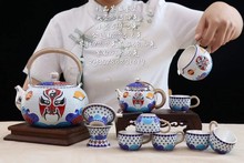 脸谱 特色茶具套装 中国风纯银茶壶