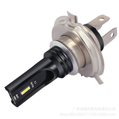 摩托车改装LED前照灯泡H4 CSP 1860 2SMD黑铝 大功率高亮双面三爪