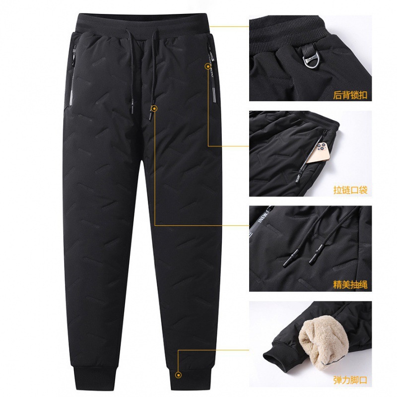 Pantalones deportivos cálidos y gruesos, pantalones casuales a prueba de viento, impermeables, pantalones de algodón, pantalones de cachemira