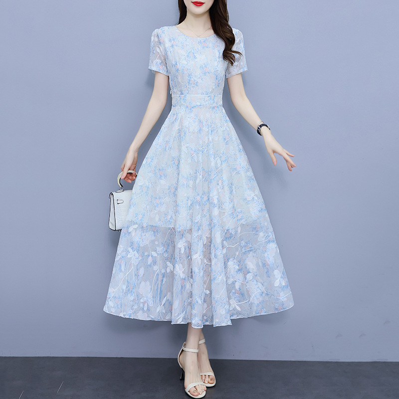 Elegant shiffon summer long dress