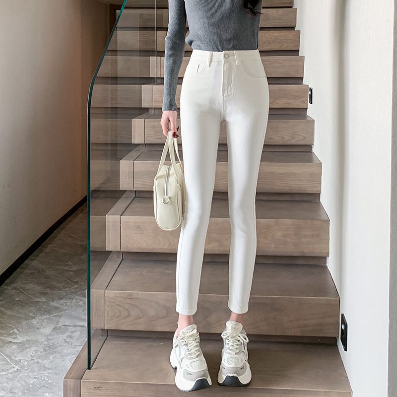 High-Waisted Slim-Fit White Skinny Jeans for Women, Spring and Summer Stretchy Tight-Fitting Casual Pencil Pants for Women, Cross-Border High-Waisted Slim-Fit White Skinny Jeans for Women, Spring and Summer Stretchy Tight-Fitting Casual Pencil Pants for Women, Cross-Border