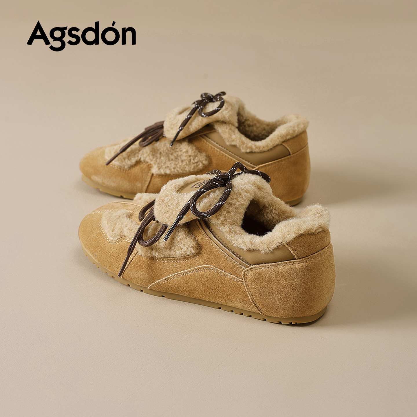 Augu Lion Deng Xiaoping zapatos de entrenamiento de lana para mujeres 2025 nuevo invierno de suela gruesa botas de nieve de peluche zapatos deportivos casuales de algodón