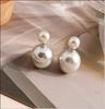 Classic double-sided earrings from pearl, European style, wholesale