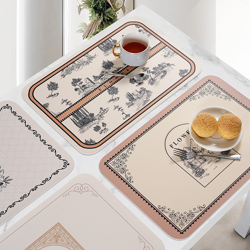 Estera de cuero de lujo ligero nórdico estera de placa antideslizante a prueba de aceite estera de mesa estera de aislamiento térmico estera de tazón antiquemaduras posavasos desechable