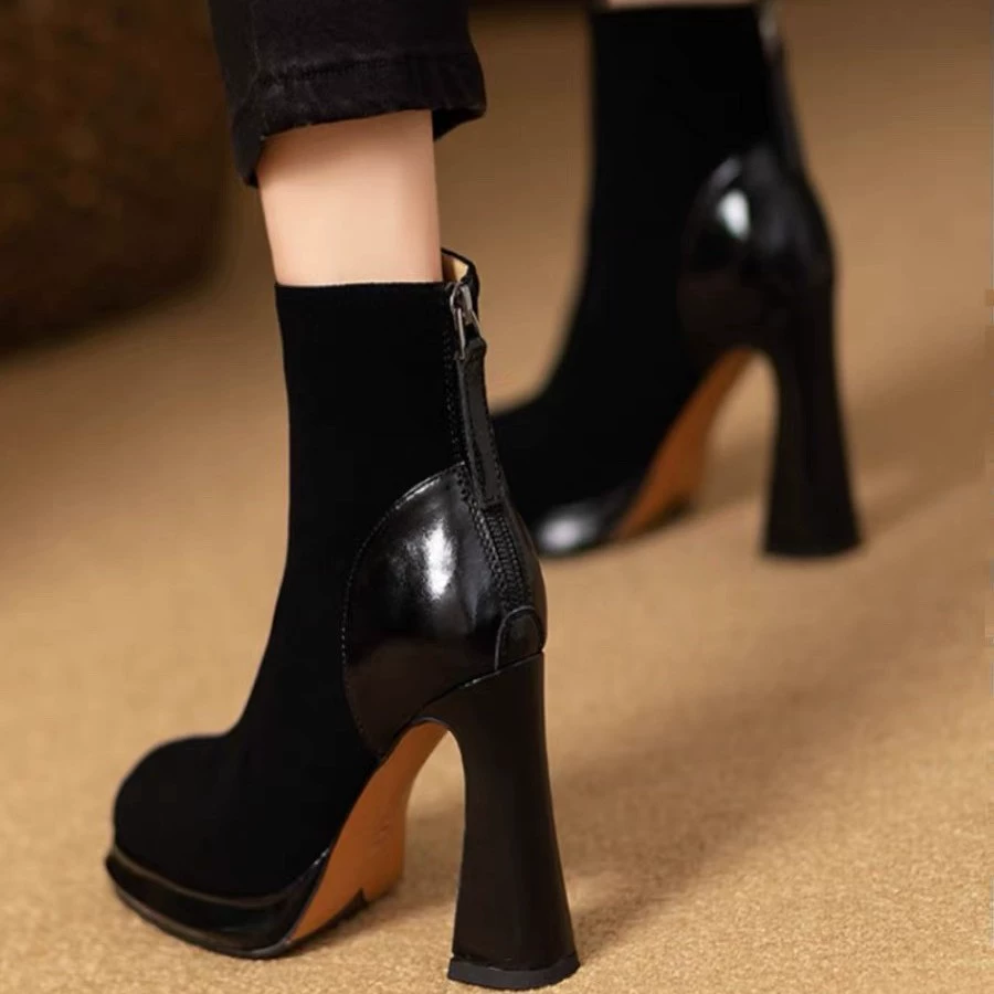 Боковая застежка-молния усилена, а ноги длинные, тонкие сапоги 2024 новые дикие нежные туфли на высоком каблуке