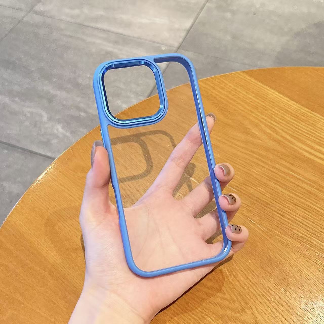 Lente de metal transparente azul Yuanfeng-escudo dorado-agujero grande