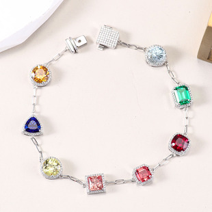 Platinum Gemstone Bracelet Customized Colorful Bracelet 18K Gold Jewelry Certificate Magazine Style Gemstone Bracelet for Women