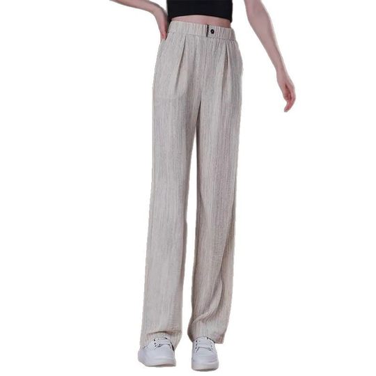 2025 Summer New Style Dosing Ice Silk Straight Pants Women's Slimming plus size Fashion High Waist Loose All-match Casual Pants
