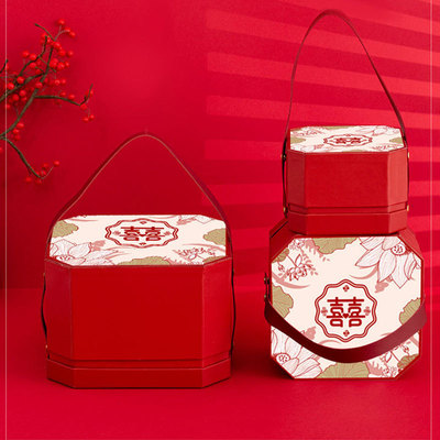 厂家新品结婚伴手礼喜糖八边形礼盒 创意丝带中国风糖果巧克力盒