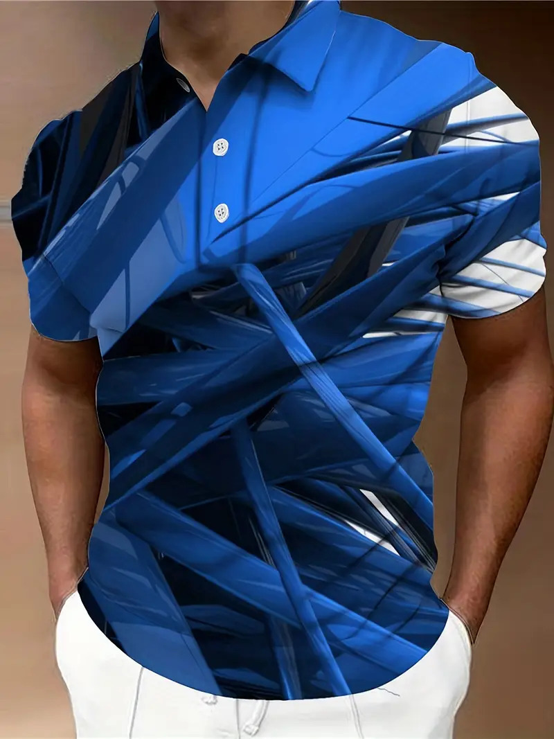 Comercio electrónico transfronterizo comercio exterior nuevos productos tops para hombres gráficos geométricos impresión 3D casual solapa camisa POLO MB13