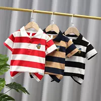 T077-embroidered Футболка поло в полоску с уткой, простая модная удобная универсальная летняя