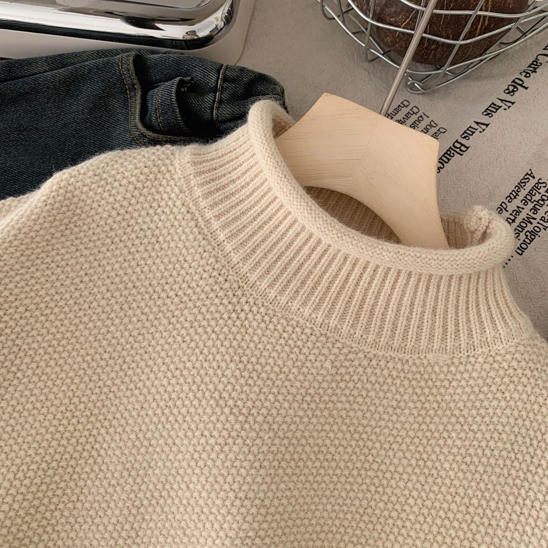 Children's Sweater 2023 Bangcheng Winter Edition Korean Boys' Solid Color Lazy Personalized Curled High Neck Bottom_voghion.com
