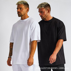 上質の服の重ポンドの綿100% のoversizationの男性のtシャツの潮のブランドの純綿のゆったりしている肩の半袖の男性のtシャツ