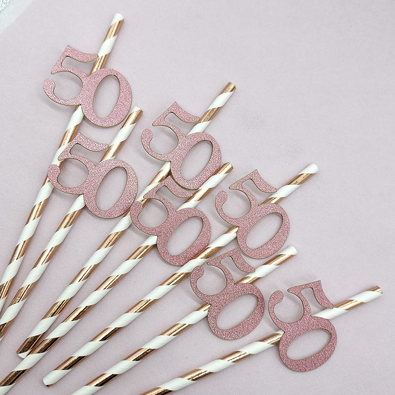 En stock tarjeta digital paja 30 40 50 60 cumpleaños fiesta postre pastel decoración papel paja