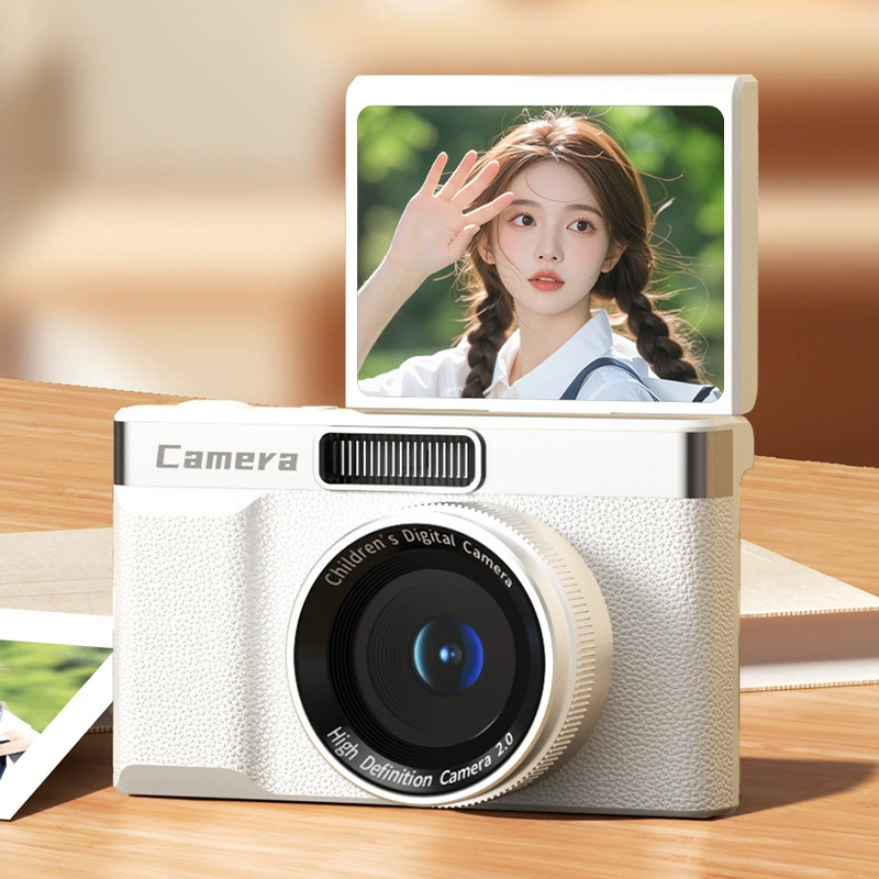 Foldable digital camera, flip‑screen selfie camera, handheld for students, 64 MP, memory 32–512 GB